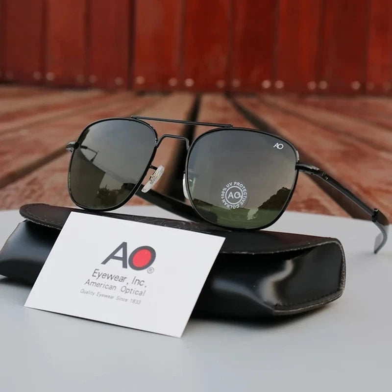 American Optical Aviator Sun Glasses With Carrying Case For Men UV Protection