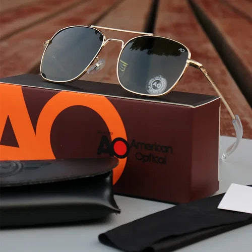 American Optical Aviator Sun Glasses With Carrying Case For Men UV Protection